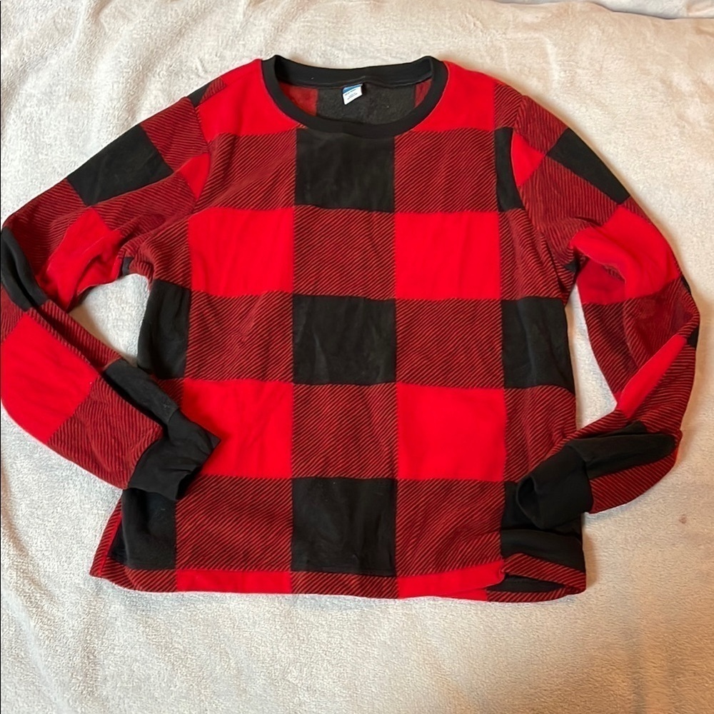 Old Navy Red and Black Checkered Fleece Long Sleeve Shirt